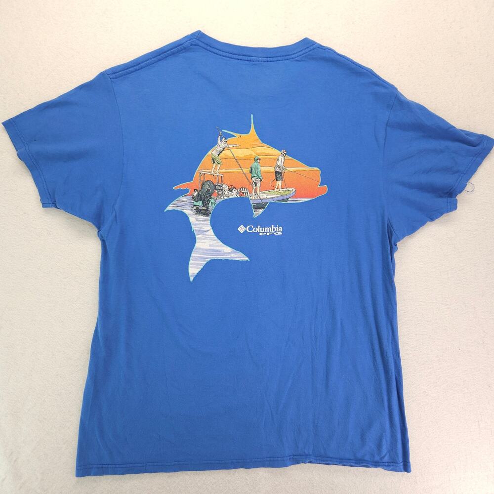 Columbia Short Sleeve Crew Neck Graphic T Shirt Mens Size Large L Blue - Picture 9 of 9